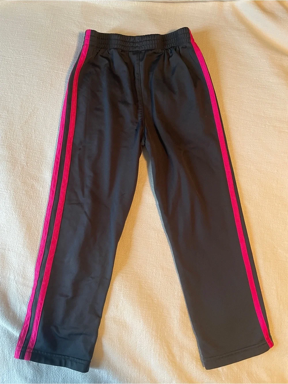 adidas Kids Black Sweatpants and Track Jacket with Pink Stripes